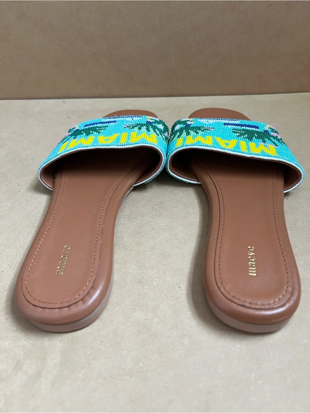 New Anthropologie Maeve The Fiona Beaded Miami Slide Sandals Shoes Size 36